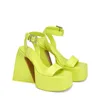 Sandals Brand Design Fashion Printing Platform Women's Hoof Heels 2023 Spring Summer Yellow Wedding Shoes Plus Size 35-43