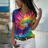 Camicette da donna Camicia da donna Colorata 3d Astratta Tie Dye Stampa Camicetta Moda Casual Donna allentata Vacanza Harajuku Top hawaiano Per