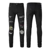 Vêtements de créateurs Amires Jeans Denim Pantalons Amies High Street Mode Blanc Diamant Noir Perforé Plaid Patch Marque Pieds pour Hommes Wo 9NYQ