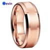 Rings Beautiful Men Women Wedding Band Rose Gold Tungsten Carbide Ring With Polished Brushed Finish 6MM 8MM Comfort Fit