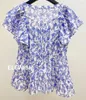 Blouses feminina 2023SS Mulher moda impressão floral blusa curta deco
