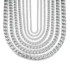 Catene Catena placcata argento Uomo Acciaio inossidabile Maglia cubana piatta 4/6/8 / 10mm Collana larga Regalo Gioielli rock unisex Goccia all'ingrosso