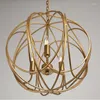 Lampadari Globe Cage Lampade a sospensione rotonde in metallo Sfera Golden Hanging Lustre Loft Lampada da cucina nordica Luce moderna europea