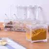 Бутылки для хранения 4 сетка акриловая приправа с ложками Spice Jar Set Creat Cruet Bottle Created Kitchen Accessories