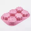 Moldes de cozimento 6 orifícios Flower Silicone Bolo Molde Muffin Cupcake