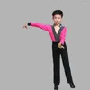 Gym Clothing Latin Dancing Tango Mens Kids Morden Shirt Lace Long Sleeve Dance Shirts For Boys Wear Ballroom Ragazzo Costumes Children