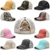 Boll Caps Women High Messy Bun Hatts Fashion Distressed Baseball Unconstructed Washed Dad Hat Girls Trucker Pony