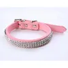 Hundhalsar Big Rhinestone Crystal Diamond Pet Phet Puppy Suede Leather Pu Justerbara Four Colors Xs S M L