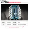 Anéis de banda Zdadan 925 Sterling Silver Charm Square Aquamarine Ring for Women Fashion Wedding Jóias de Jóias J230522