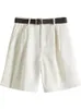 Femmes Shorts FSLE 100% coton décontracté blanc Denim court été Sexy taille haute Shorts jean femme Vintage ceinture Shorts amples 230520