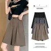 Womens Shorts Summer White Black Suit Shorts Woman High Waist Wide Leg Short Casual Half Trousers Loose Knee Length Pants Femme 230520