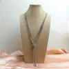 Choker V218 Fashion Golden Black Chain Tassel Long Necklace Women Nacklace High Quality Nickel Free