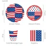 Party Decoration USA Flagg 4 juli Birthday Party Disponertabell Set Set Plates Cups Serveins Independence Day Baby Shower Party Decoration T230522