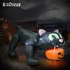 Gato malvado negro inflable LED grande con calabaza Inflable loco Festival de gato negro Inflables de miedo de Halloween