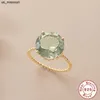 Band Rings Canner Real 925 Sterling Silver Colorful Round Zircon Engagement Ring for Women Rings Female Gold Color Charms Anillos Jewelry J230522