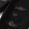 デザイナーの服のアミーリーズジーンズデニムパンツブラックダイヤモンドハイストリートファッションブランドライトラグジュアリー壊れた穴ホットダイヤモンドウォッシュダメージメンズウォーム