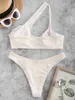 Women's Swimwear Sbart Ribbed Ring Cutout Bikini Elegant Slash Neck Two-Piece Woman Bathing Suits Sexy Micro 2023