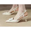 Sandalen Damen French Light Cooked Style Heels Sommer Shallow-Mund Bun Back Hollow Pointed Female