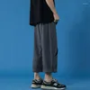 Men's Pants Lightweight Baggy Linen For Mens Summer Casual Clothing Japan Fashion Trends Joggers 2023 Side Pockets Leggings Sweatpants