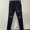 es AM Jeans amari Fiore lavato amirl Abbigliamento firmato es amirlies Pantaloni denim am High Street Nero amis Hole Cashew imiri amiiri Jeans Uomo Street Trend Slim Fi A7L6