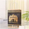 Altre forniture per feste festive Sacchetti di carta Eid Mubarak Sacchetto regalo Ramadan Kraft con manico Bomboniere Consegna goccia a casa Gard Dhscq