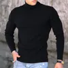 Męskie swetry Slim Solid Color Turtleeck Fashion Sweter Mens Autumn Long Rleeve ciepłe dzianin