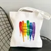 Love Wins Canvas Bag Personnalisé Rainbow Print Sac à Main Sac à Bandoulière en Toile 0522