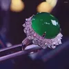 Cluster Rings H1111 Emerald Ring 15.08ct Pure 18K Gold Jewelry Nature Green Diamond Female For Women Fine