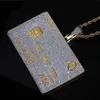 Necklaces Full Iced Out Credit Card Pendant Necklace Mens Gold Silver Color Hip Hop Jewelry With Tennis Chain Charm CZ Jewelry Gifts