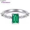 Band Rings ELSIEUNEE Vintage Solid Silver 925 Jewelry 1CT Emerald Sapphire High Carbon Diamond Gemstone Rings for Women Anniversary Gift J230522