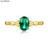 Band Rings Real 14k Gold Jewelry for Women Natural Emerald Genuine Emerald Diamond Rings for Women Wedding Anniversary Jóias J230522