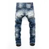 Designer Clothing Amires Jeans Denim Pants Amies 2023 Autumnwinter Fashion Mens Wear Hole Patch Blue Speckled Jeans Youth Slim Fit Feet Motorcycle Pants 8361 Distre