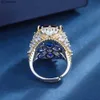 Band Rings Vintage 1520mm Sapphire Rings for Women Gemstone High Carbon Diamond Wedding Band Party Cocktail Fine Jewelry Presenttillbehör J230522