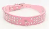 personalized Length Suede Skin Jeweled Rhinestones Pet Dog Collars Three Rows Sparkly Crystal Diamonds Studded Puppy Dog Collar 2023