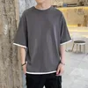 メンズTシャツメンTシャツ夏イエローブラックホワイトメンズファッションoネックシンプルショートスリーブTシャツカジュアルルーズTシャツ