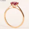 Кольца группы 18K Rose Gold Fashion шесть зубчатых обручального кольца для женщин 125 Ruby Diamond Engagement Femme Gold Ring Gift Valentines Gift J230522