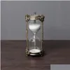その他の時計アクセサリーヨーロッパ砂時計タイマー15 30分時計砂メタルガラスデスク装飾用の砂時計装飾砂時計A063128 DHZIT