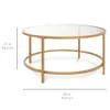 Products 36in Round Tempered Glass Coffee Table for Home, Living Room, Dining Room w Satin Trim - Gold
