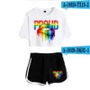 LGBT Pride Love Love Sexy Sexy 2 قطعة مجموعة نساء Concunto Feminino Women Top و Shorts وضعت من قطعتين ملابس LGBTQ