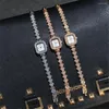 Wristwatches Luxury Sparkle Women's Steel Bracelet Watch Fashion Square Shell Face Design Deluxe Ladies Quartz Watches With Diamonds