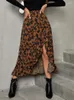 Spódnice DGIRL Women Temperament Dress French Lopard Print Drut z długimi rękawem spódnica w talii w długim jesieni 2023