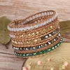 Bangle KELITCH New Leather Strands Beads 5 Wrap Bracelet Women Jewelry Fashion Friendships Handmade Chain Bangle Accessories Wholesale