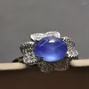 Cluster Rings Natural Women Blue Gems Star Ruby Gem Ring 14K Gold Filled Female