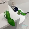 chaussures habillées en cuir verni vert escarpins à talons hauts boucle cheville wrap orteils fermés chaussure pour femmes designers de luxe chaussures d'usine
