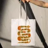 Borse portaoggetti Garden Snake Art Stampato su tela Borse Shoping Donna Spalla Donna Logo personalizzabile Panno bianco
