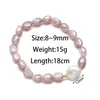 Strand Exquisite Bracelet Bangle Fashion Irregular Rice-Shaped Beads Pearls With Button-Shaped Pearl Bracelets For Women Charm Jewelry