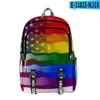 Mochilas de mochila LGBT Backpacks viajam mochilas esportivas ao ar livre para homens 22 cores 46 cm de grande capacidade Rainbow Rainbow ao redor do livro de impressão digital 3D