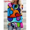 Women's T Shirts Abstract Painting 3d Print T-shirt Women Fashion Long Sleeve Tops Tees Graphic Shirt Y2k Clothes Manga Face Top Summer