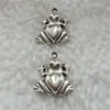 Charms 240 sztuk Antique Silver Frog Charms 17x14mm #335