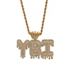 Halsband TBTK Iced Out Crowned Drip Letter Alfabet Pendant Halsband Customzie Bubble Inledande bokstäver Rose Gold Fashion Jewelry Charms